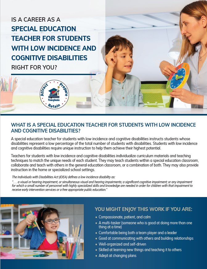APR: Is a Career as a Teacher for Students with Low Incidence Disabilities Right for You?